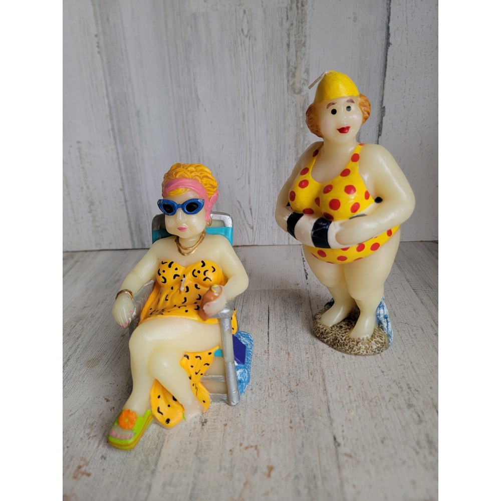 Vintage wax candle woman bathing suit beach unique water tube‎ set